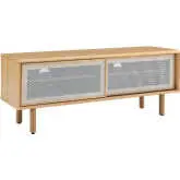 Kurtis 47" TV Stand in Oak Finish & White Metal Mesh