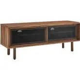 Kurtis 47" TV Stand in Walnut Finish & Black Metal Mesh