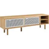 Kurtis 59" TV Stand in Oak Finish & White Metal Mesh