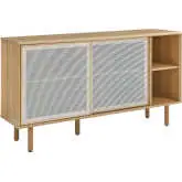 Kurtis 59" Sideboard in Oak Finish & White Metal Mesh