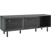 Kurtis 67" TV & Record Stand in Charcoal Gray Finish & Black Metal Mesh