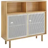 Kurtis 47" Display Cabinet in Oak Finish & White Metal Mesh