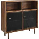 Kurtis 47" Display Cabinet in Walnut Finish & Black Metal Mesh