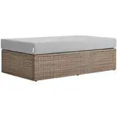 Convene Outdoor Ottoman in Cappuccino PE Rattan & Gray Fabric