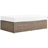 Convene Outdoor Ottoman in Cappuccino PE Rattan & White Fabric