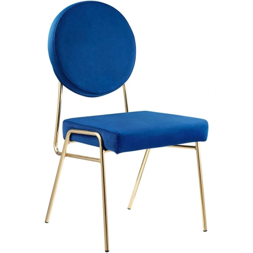 Craft Dining Chair in Navy Blue Velvet & Gold Stainless Steel