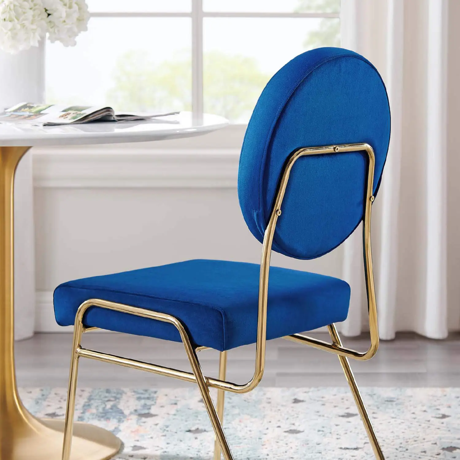 Craft Performance Velvet Dining Side Chair by Modway - Gold Navy - Thumbnail 4