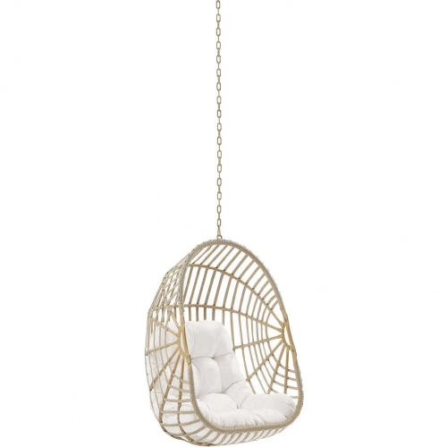 Amalie Outdoor Swing Chair in Rattan & White Fabric