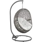 Encase Outdoor Swing Chair in Gray PE Rattan & White Fabric