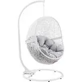Encase Outdoor Swing Chair in White PE Rattan & Gray Fabric