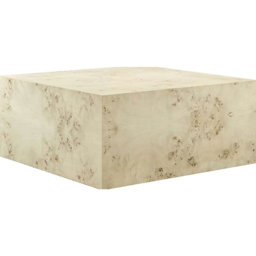 Cosmos 36" Square Coffee Table in Bleached Burl Wood Veneer
