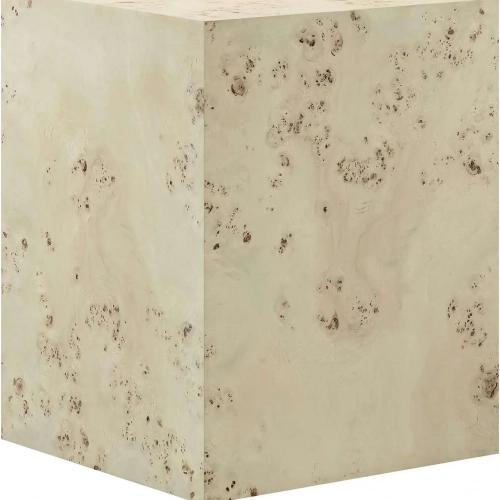 Cosmos 16" Square Side Table in Bleached Burl Wood Veneer