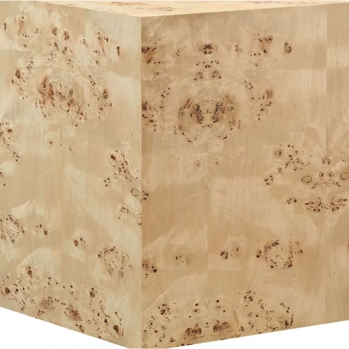 Cosmos 16" Square Side Table in Natural Burl Wood Veneer