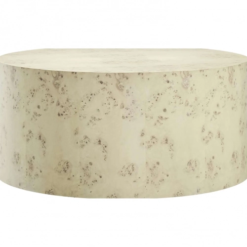 Cosmos 35" Round Coffee Table in Bleached Burl Wood Veneer