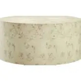 Cosmos 35" Round Coffee Table in Bleached Burl Wood Veneer
