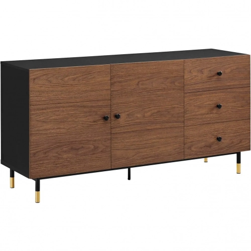 Nexus Storage Cabinet Sideboard in Black & Walnut Finish