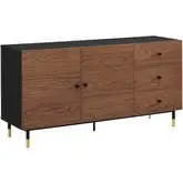 Nexus Storage Cabinet Sideboard in Black & Walnut Finish