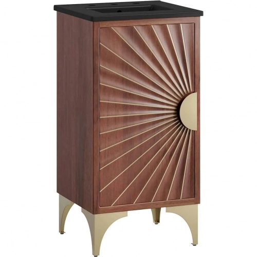 Daylight 18" Bathroom Vanity in Walnut Finish with Black Ceramic Sink