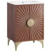 Daylight 24" Bathroom Vanity in Walnut Finish with White Ceramic Sink