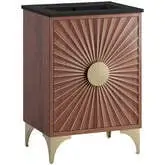 Daylight 24" Bathroom Vanity in Walnut Finish with Black Ceramic Sink