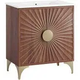 Daylight 30" Bathroom Vanity in Walnut Finish with White Ceramic Sink