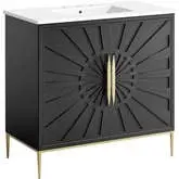 Awaken 36" Bathroom Vanity in Black Finish & White Ceramic Sink