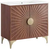 Daylight 36" Bathroom Vanity in Walnut Finish with White Ceramic Sink