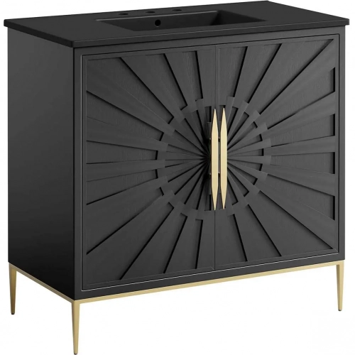 Awaken 36" Bathroom Vanity in Black Finish & Black Ceramic Sink