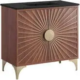 Daylight 36" Bathroom Vanity in Walnut Finish with Black Ceramic Sink