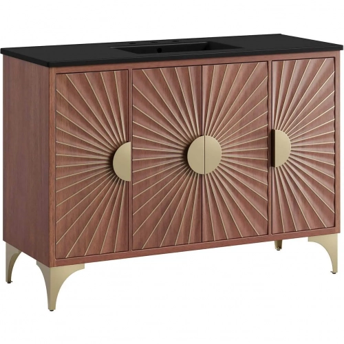 Daylight 48" Bathroom Vanity in Walnut Finish with Black Ceramic Sink