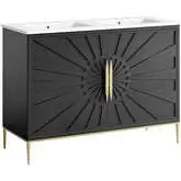 Awaken 48" Double Sink Bathroom Vanity in Black Finish & White Ceramic Sink