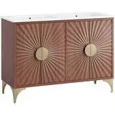 Daylight 48" Double Sink Bathroom Vanity in Walnut Finish with White Ceramic Sink