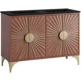 Daylight 48" Double Sink Bathroom Vanity in Walnut Finish with Black Ceramic Sink