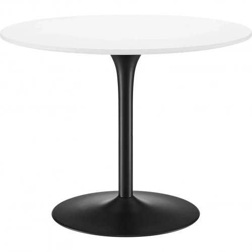 Pursuit 40" Dining Table in White Finish & Black Iron