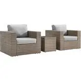 Convene Outdoor 3 Piece Accent Chair Set in Cappuccino PE Rattan & Gray Fabric