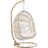 Amalie Outdoor Swing Chair with Stand in Rattan & White Fabric