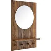 Glint Round Mirror in Walnut Finish
