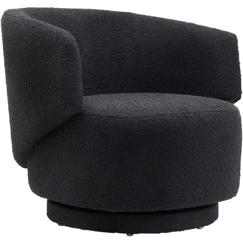 Celestia Swivel Accent Chair in Black Boucle Fabric