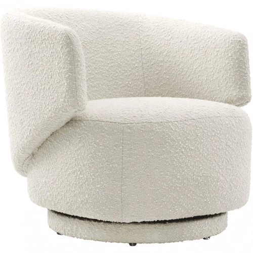 Celestia Swivel Accent Chair in Ivory Boucle Fabric