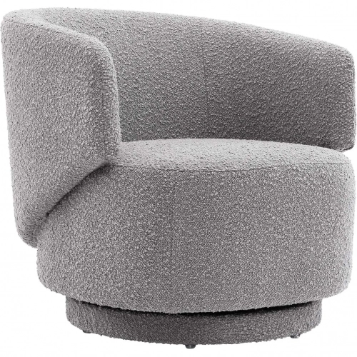 Celestia Swivel Accent Chair in Light Gray Boucle Fabric