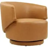 Celestia Swivel Accent Chair in Tan Vegan Leather & Wood