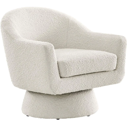 Astral Swivel Accent Chair in Ivory Boucle Fabric