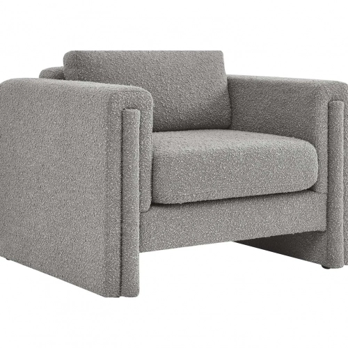 Visible Accent Arm Chair in Light Gray Boucle Fabric