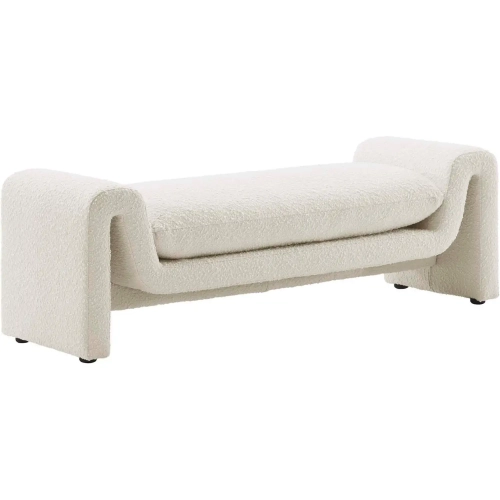 Waverly Bench in Ivory Boucle Fabric