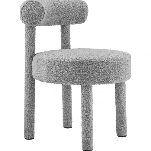 Toulouse Dining Chair in Light Gray Boucle Fabric