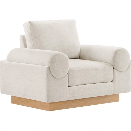 Oasis Accent Arm Chair in Ivory Fabric & Wood