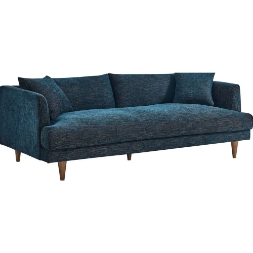 Zoya Down Filled Overstuffed Sofa in Navy Fabric