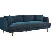 Zoya Down Filled Overstuffed Sofa in Navy Fabric