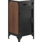 Steamforge 18" Bathroom Vanity in Wood Finish, Black Metal & White Ceramic