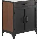 Steamforge 30" Bathroom Vanity in Wood Finish, Black Metal & White Ceramic